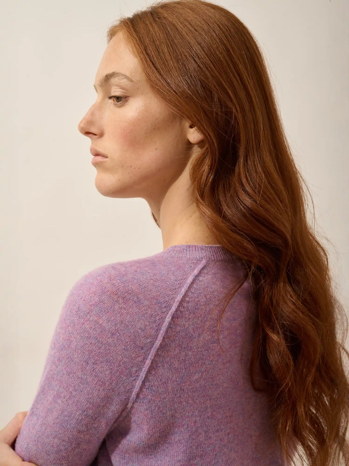 HELEN Pull Col Rond Lilas Chiné