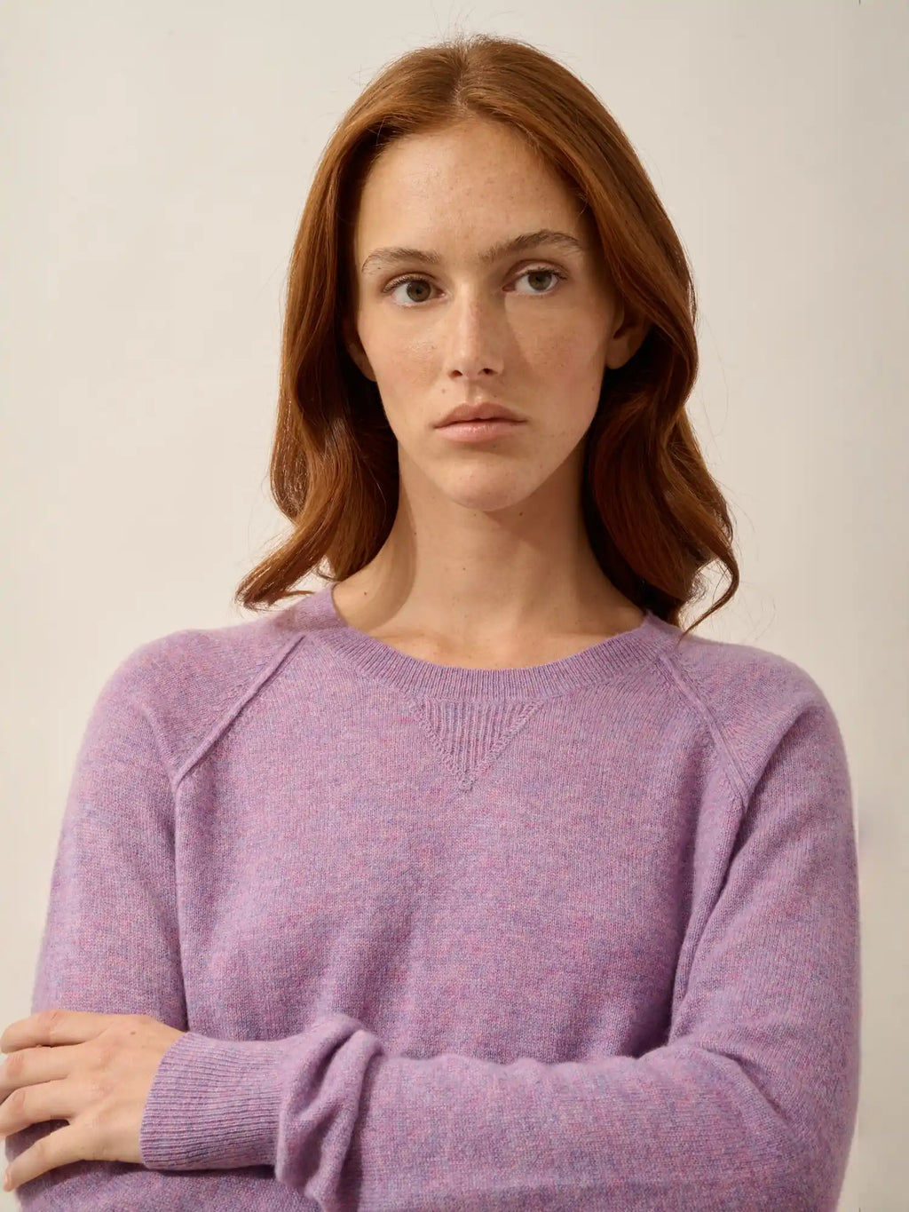 HELEN Pull Col Rond Lilas Chiné