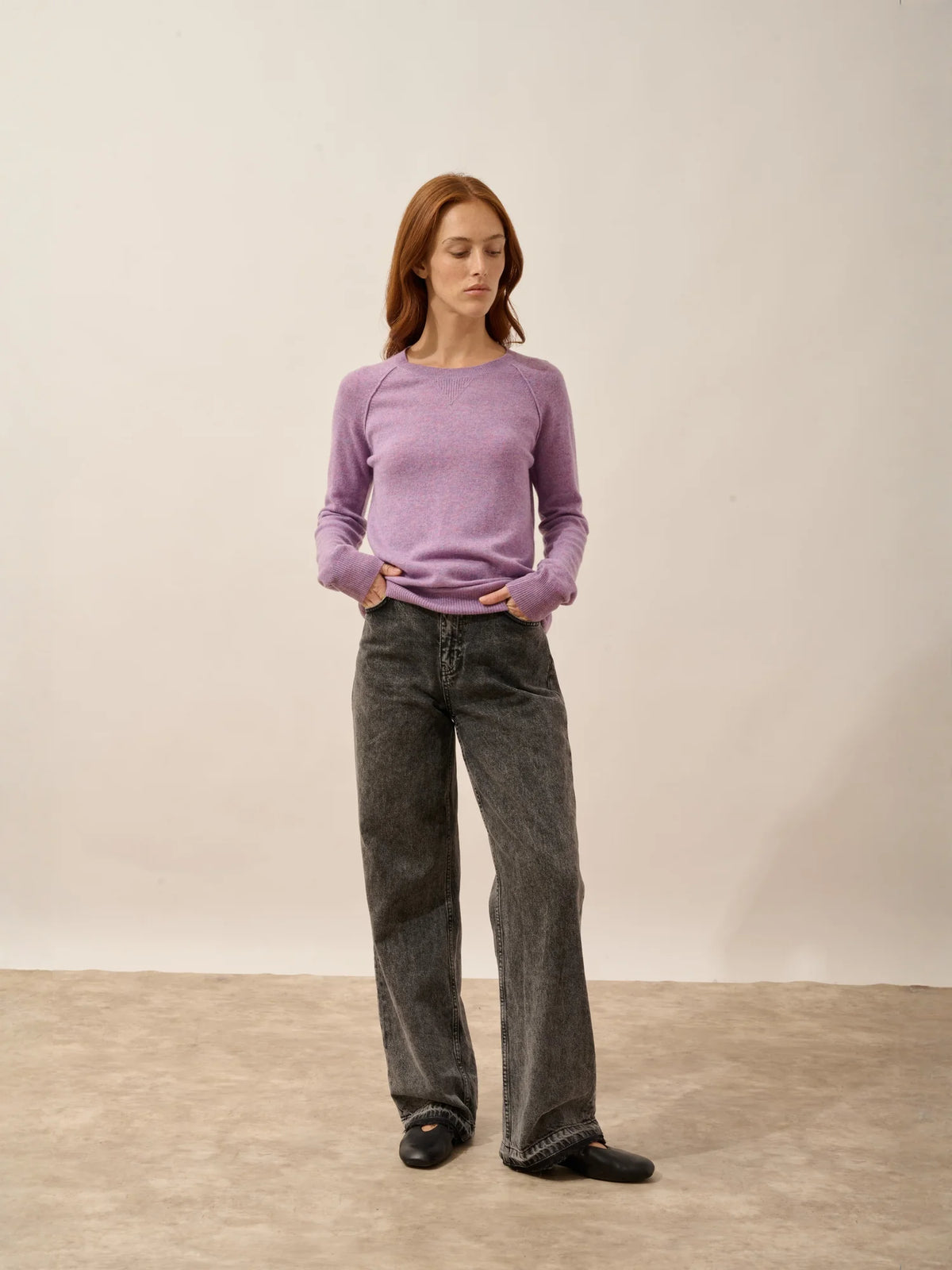 HELEN Pull Col Rond Lilas Chiné