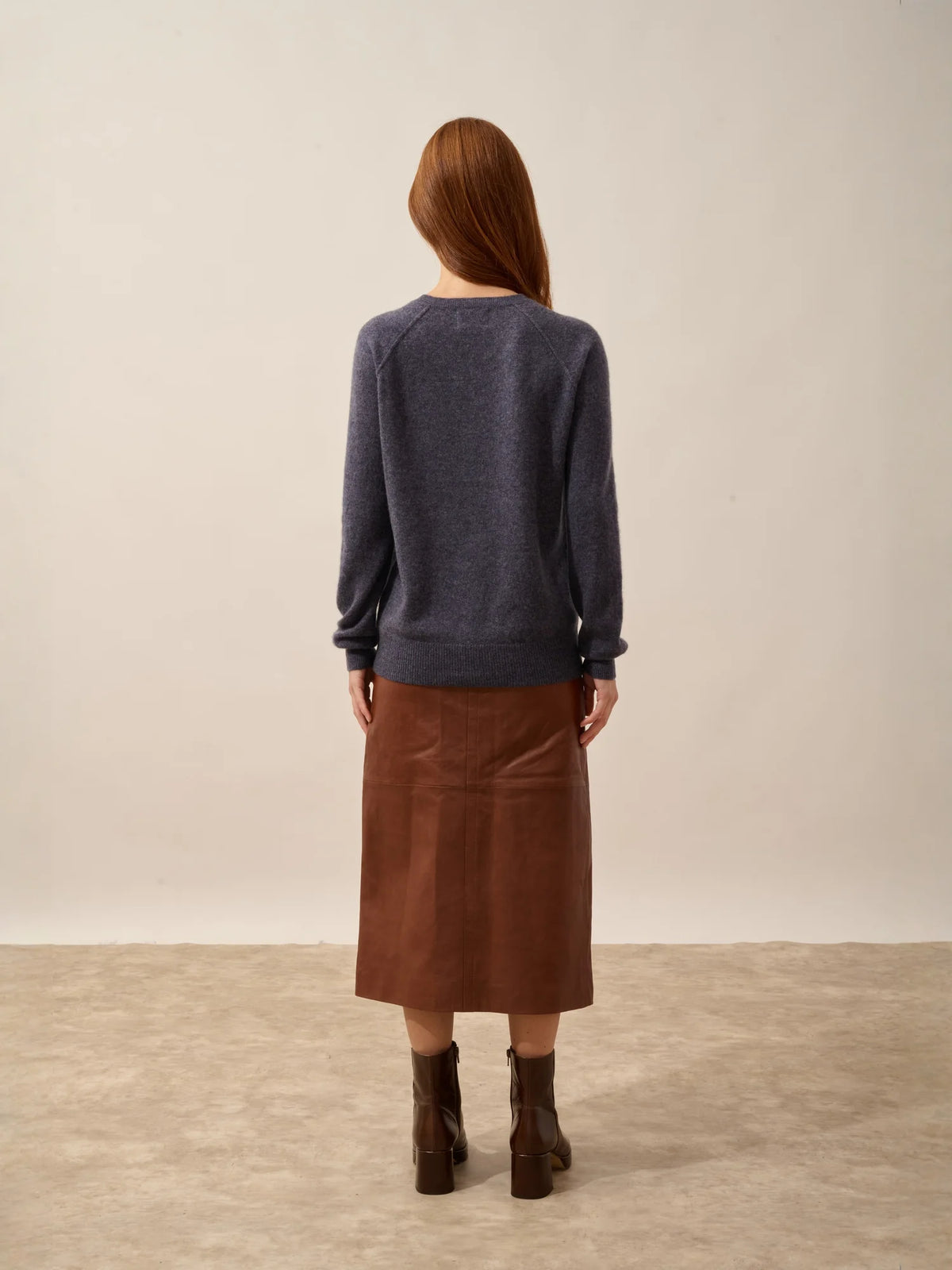 HELEN Pull Col Rond Violet Gris Chiné