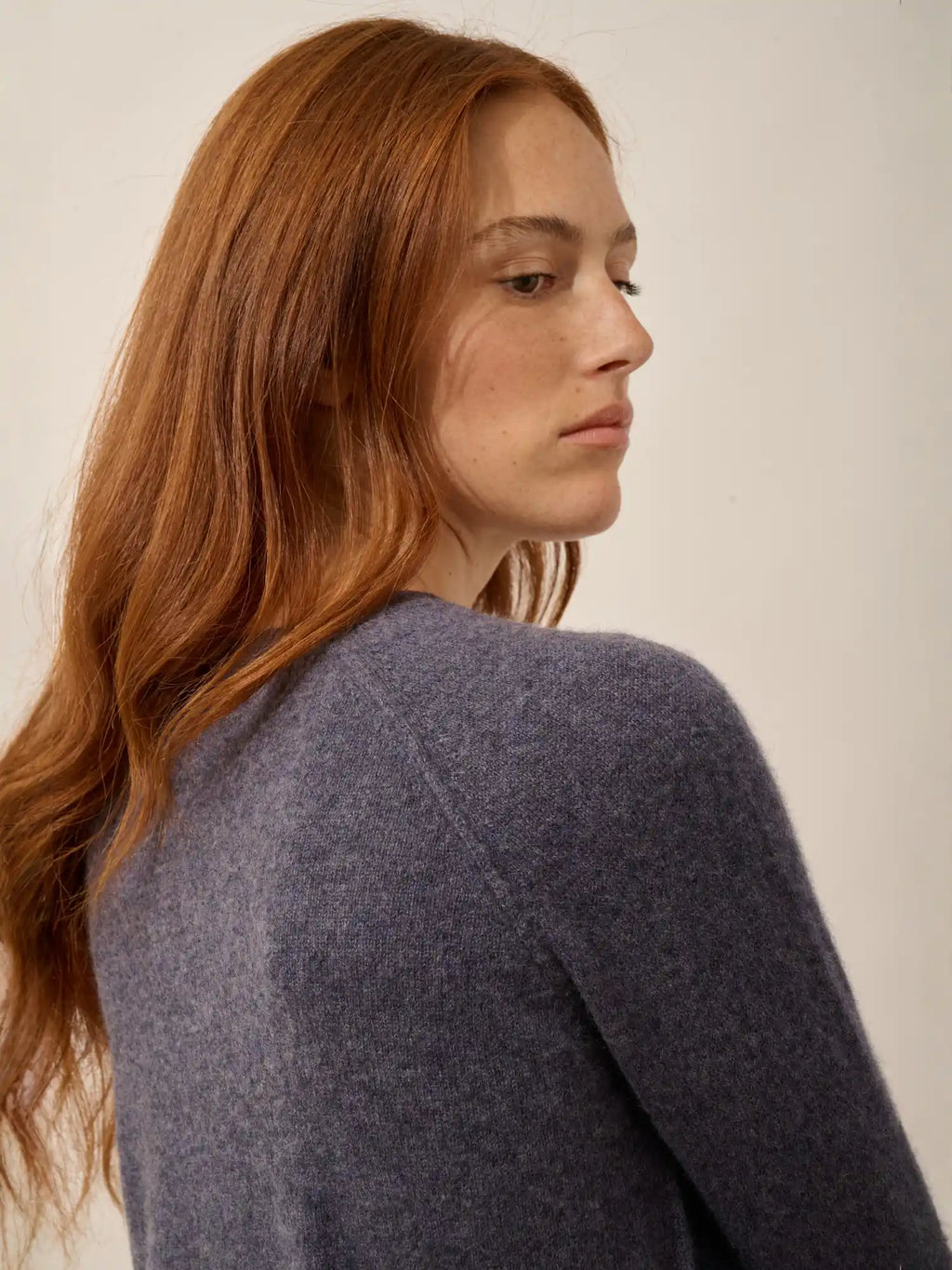 HELEN Pull Col Rond Violet Gris Chiné
