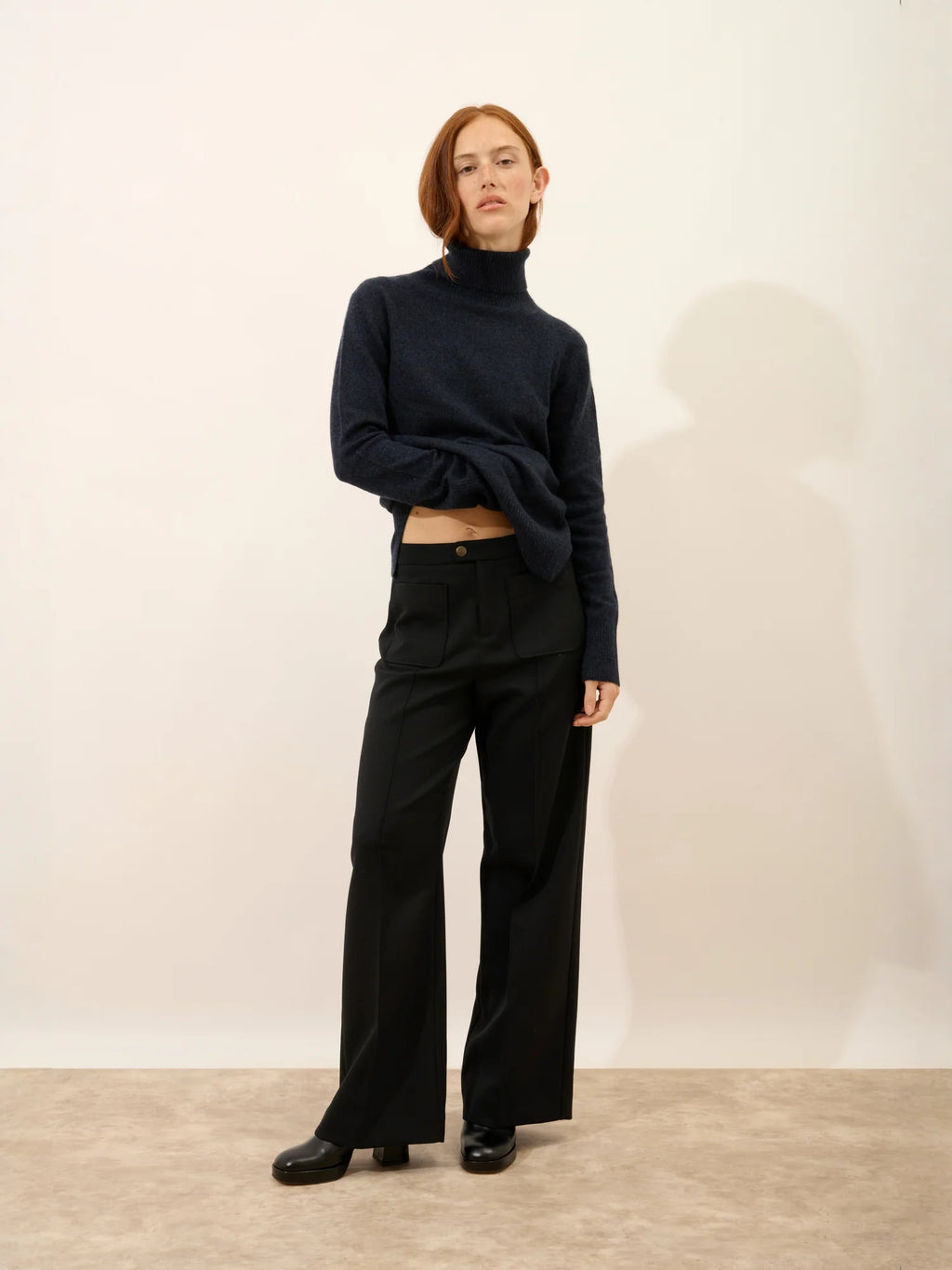 LEXIE Pull Col Roulé Caviar