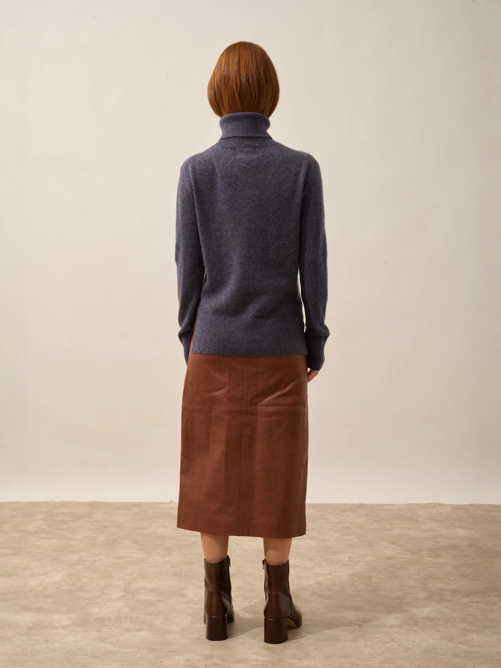 LEXIE Pull Col Roulé Violet Gris Chiné