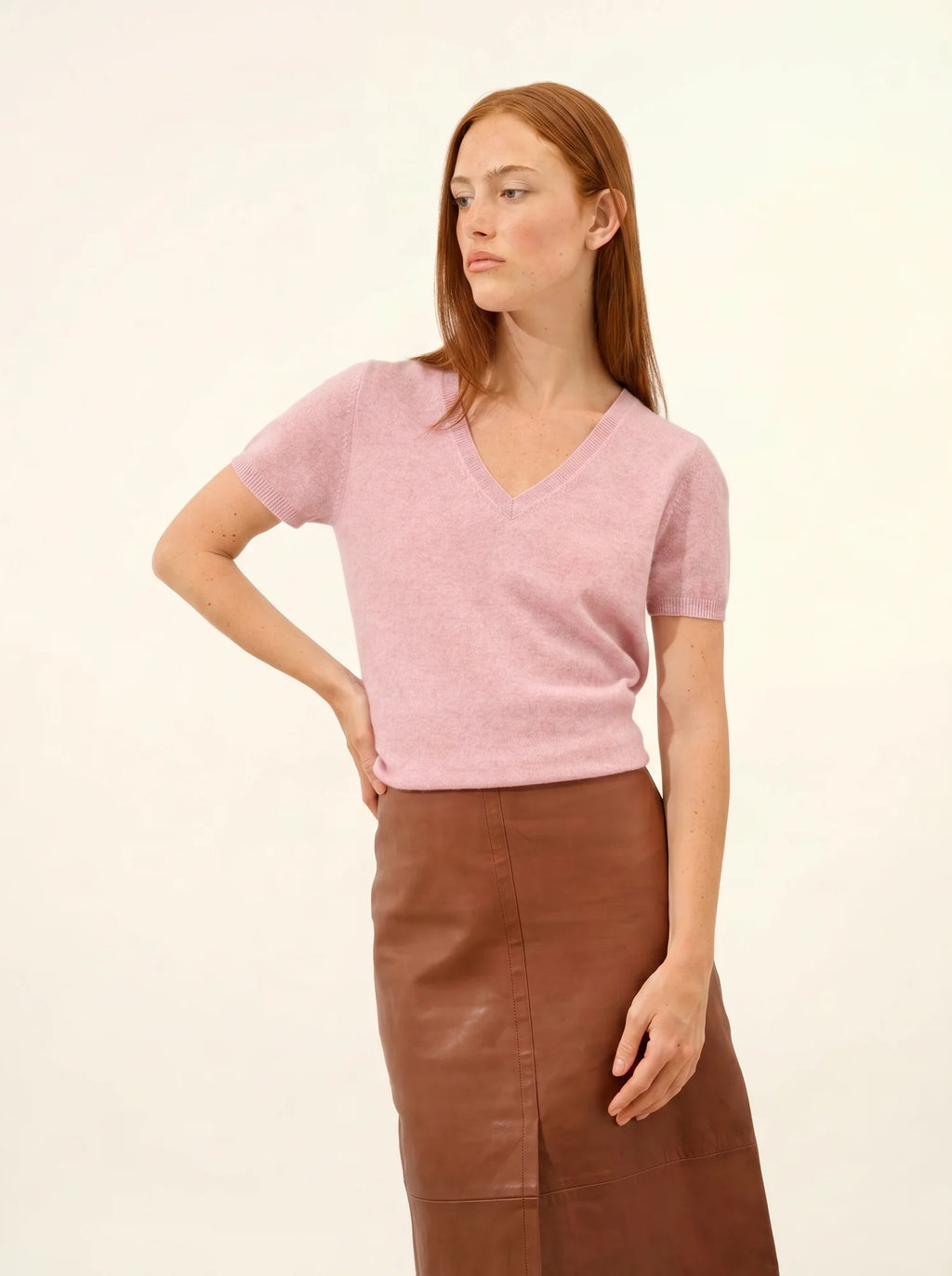 GLAMIS T-Shirt V-Ausschnitt Marshmallow meliert
