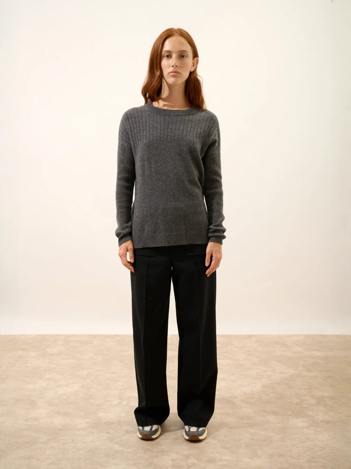 ALVERIS Pull Col Rond Anthracite Chiné