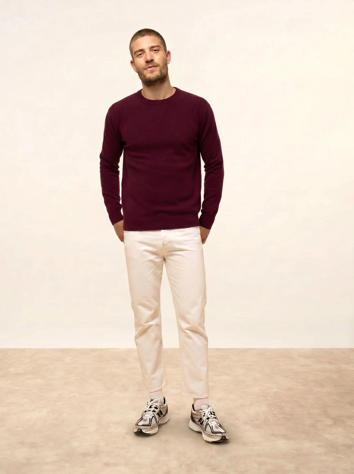 NOE Pull Col Rond Bordeaux