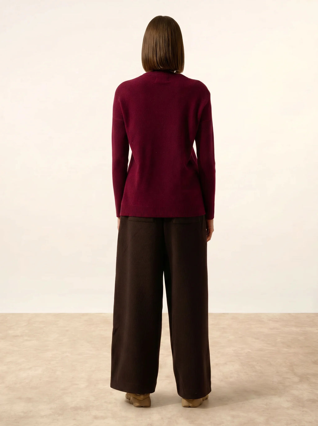 ALVERIS Pull Col Rond Bordeaux