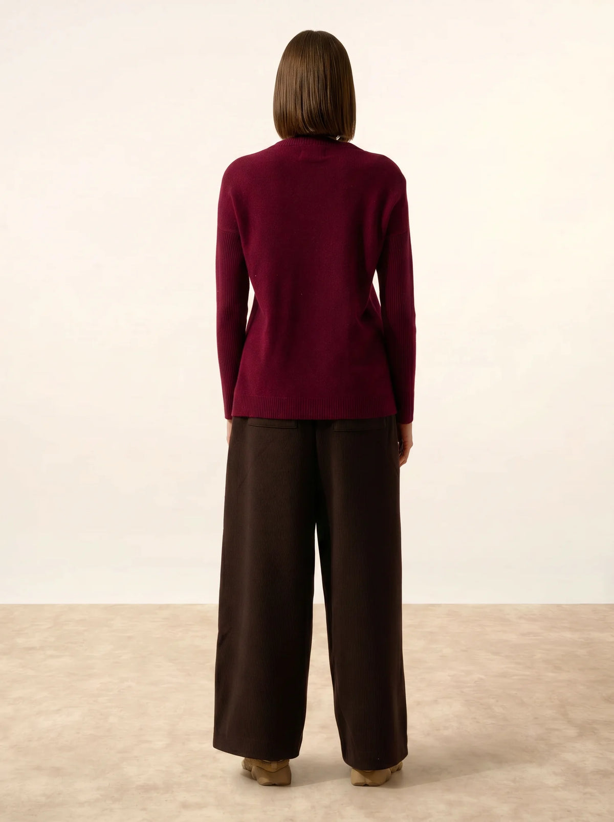 ALVERIS Pull Col Rond Bordeaux