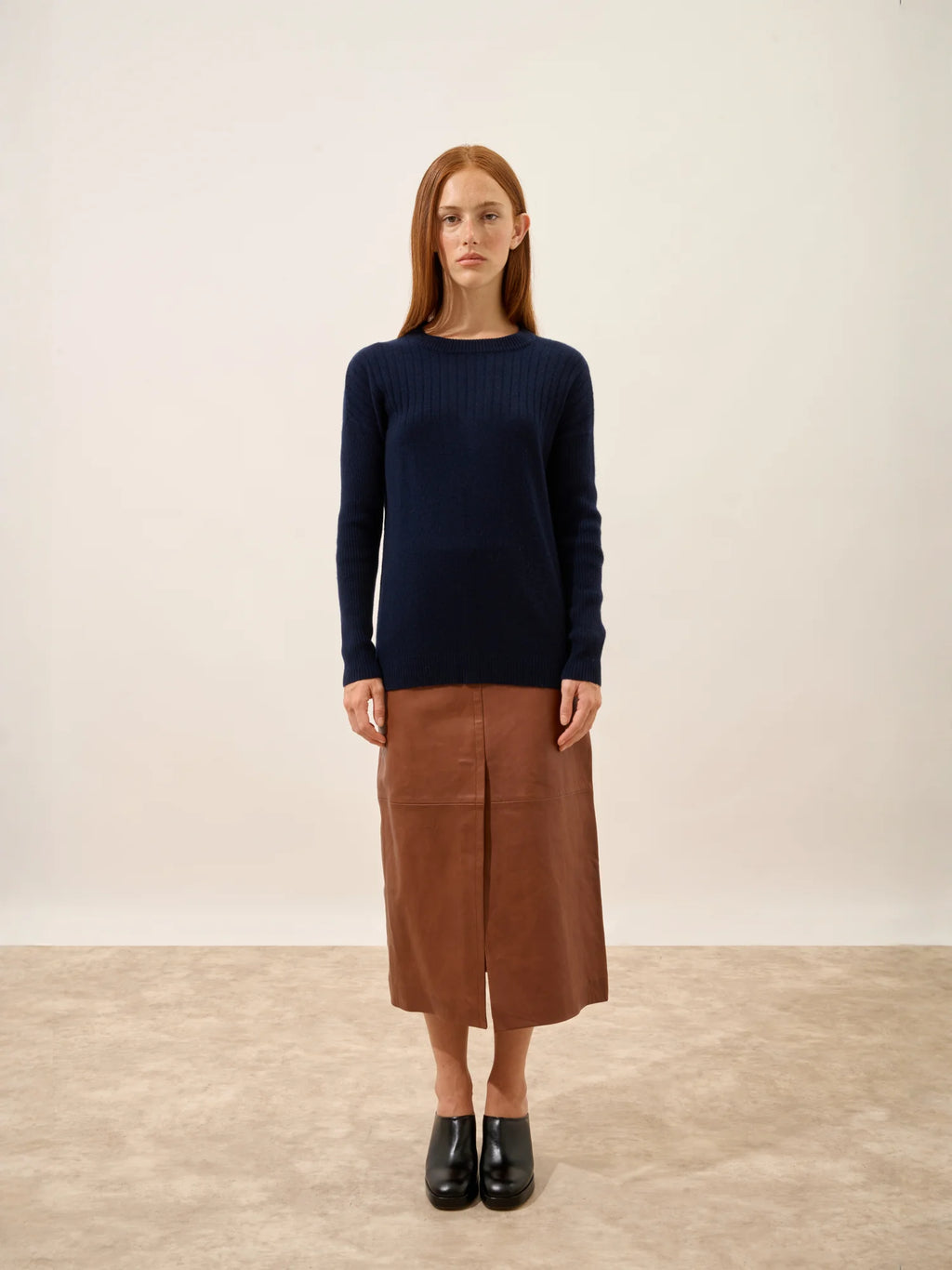 ALVERIS Pull Col Rond Bleu Marine