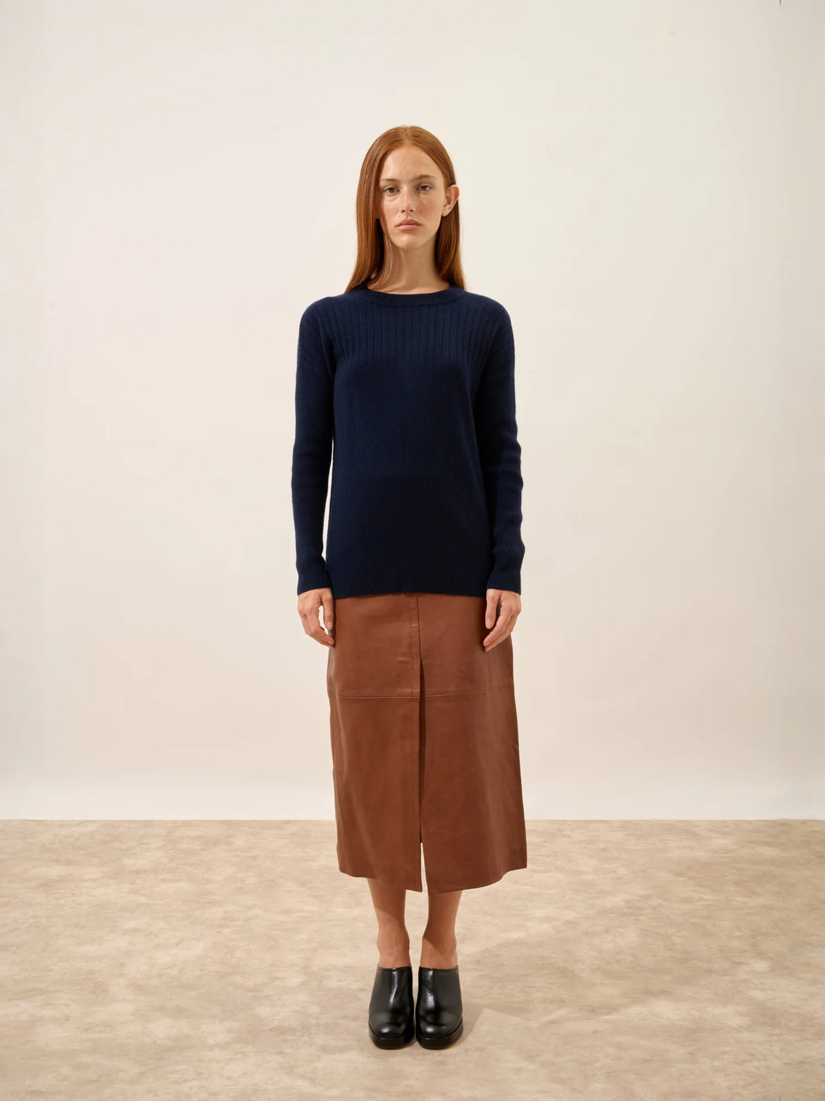 ALVERIS Pull Col Rond Bleu Marine