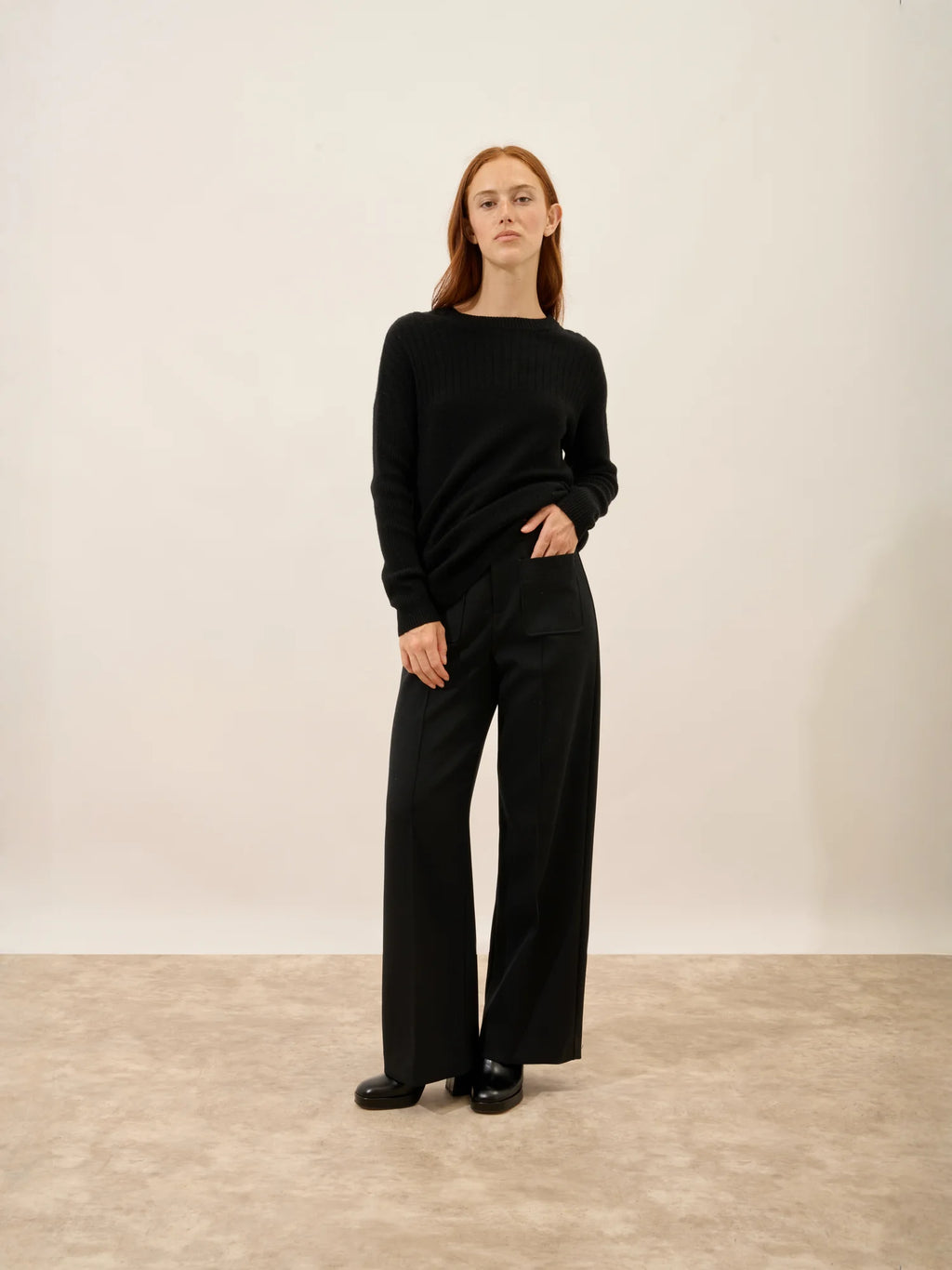 ALVERIS Pull Col Rond Noir