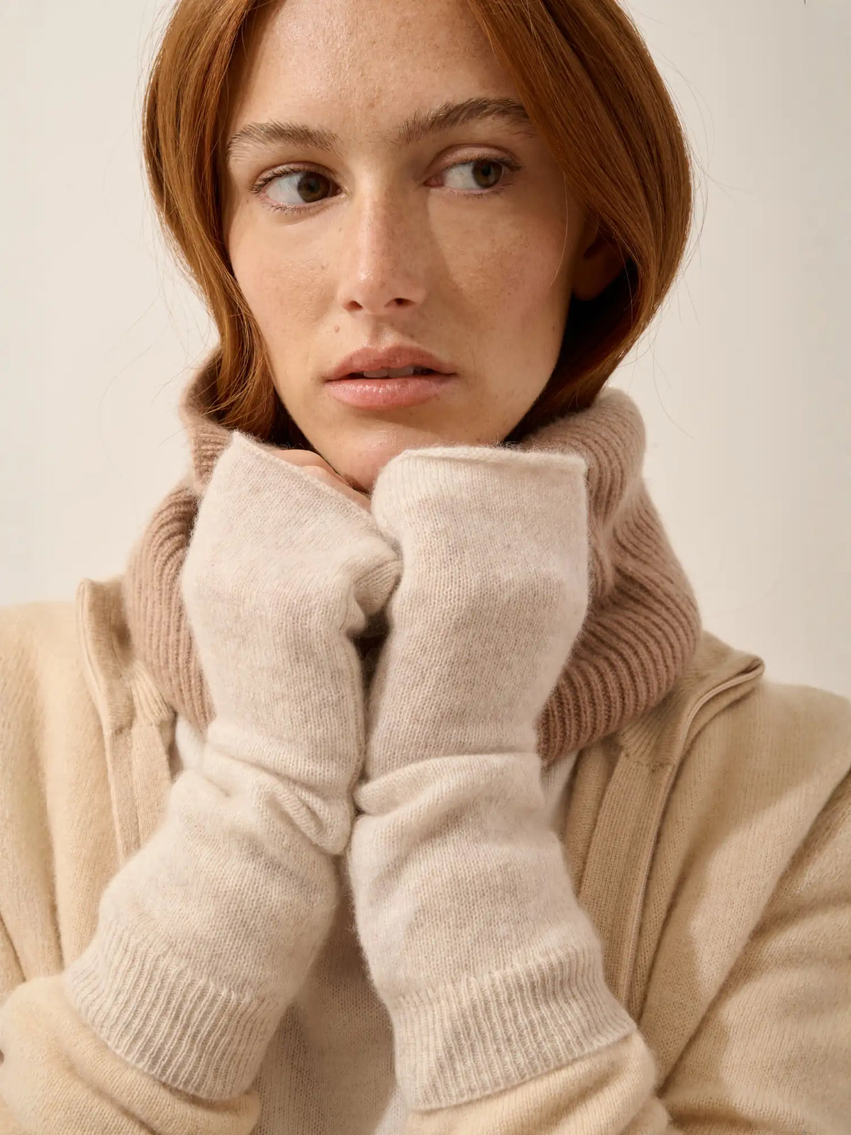 ZOE Mitaines Beige Chiné