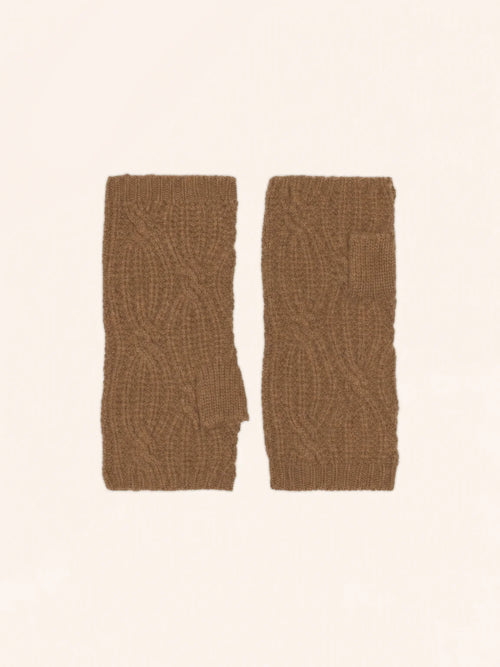 BALE Fingerless Gloves 6 Ply Hazelnut