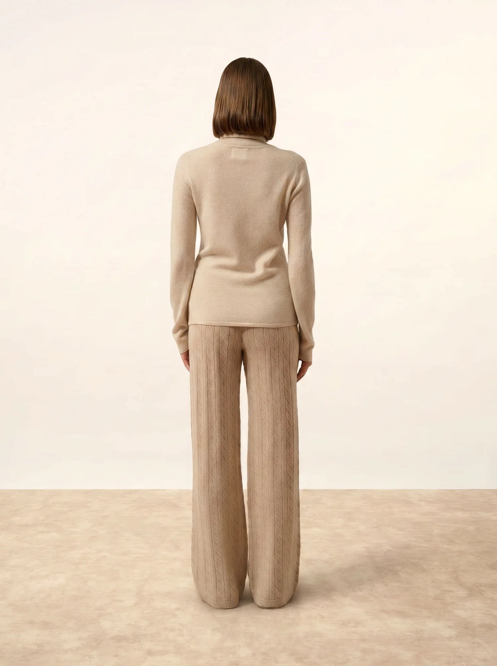 AVA Pull Col Roulé Beige Chiné