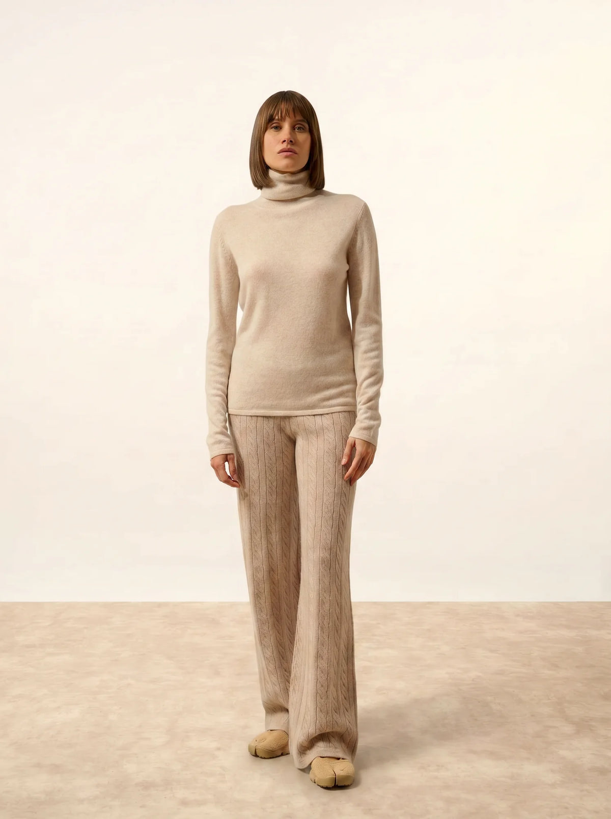 AVA Pullover Rollkragen Beige meliert