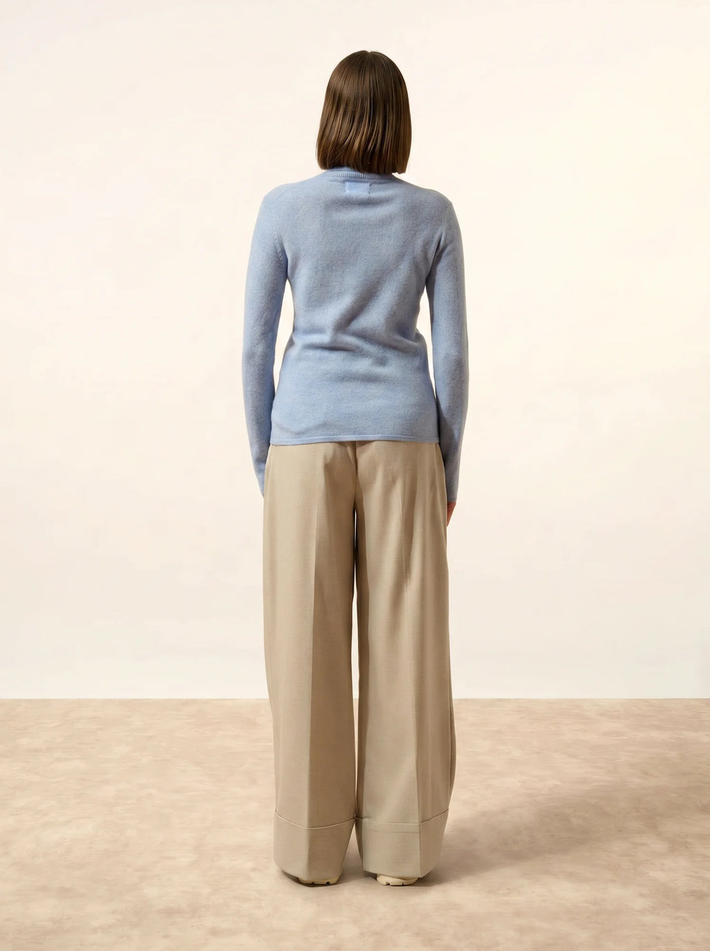 AVA Pull Col Roulé Bleu Ciel Chiné