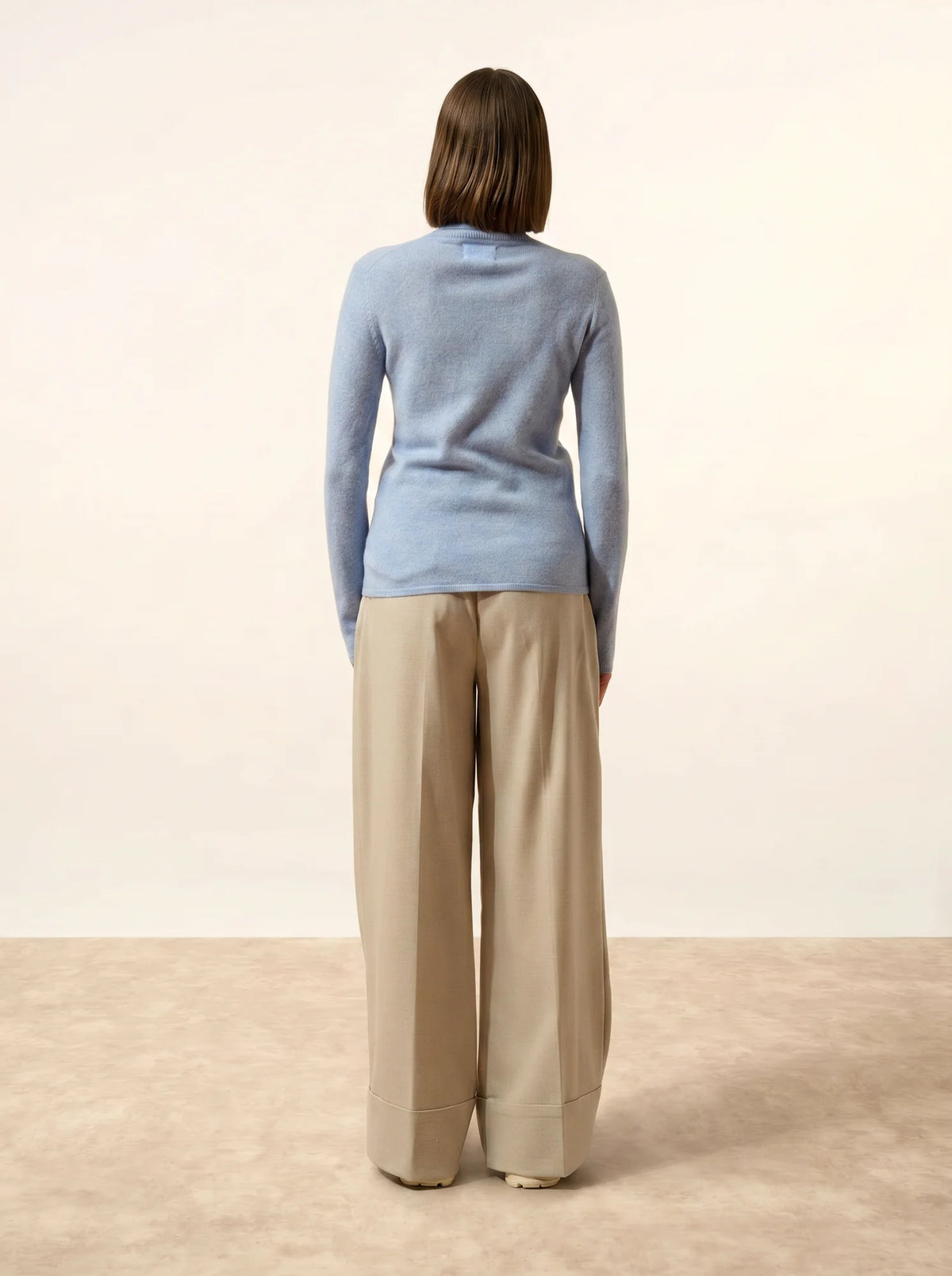 AVA Pull Col Roulé Bleu Ciel Chiné
