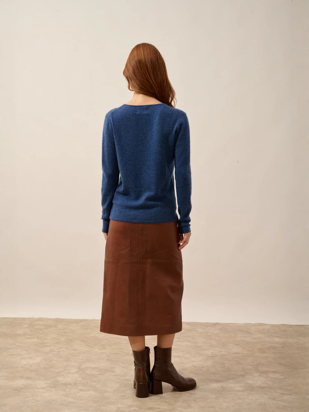 JOAN Pullover V-Ausschnitt Ozeanblau meliert