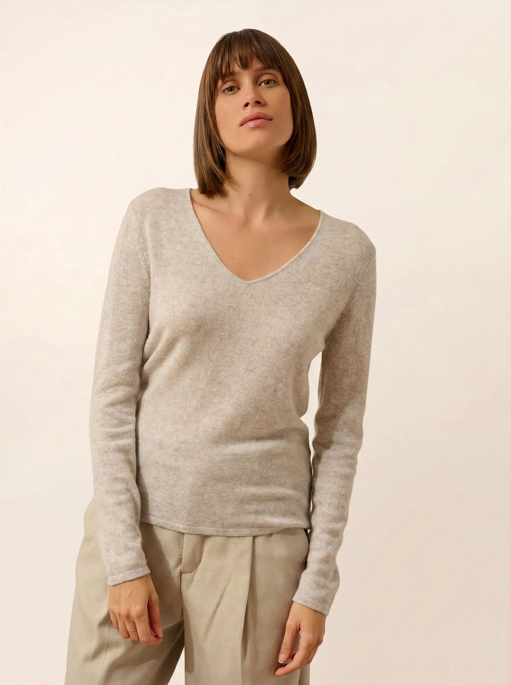 JOAN Pullover V-Ausschnitt Gletscher meliert