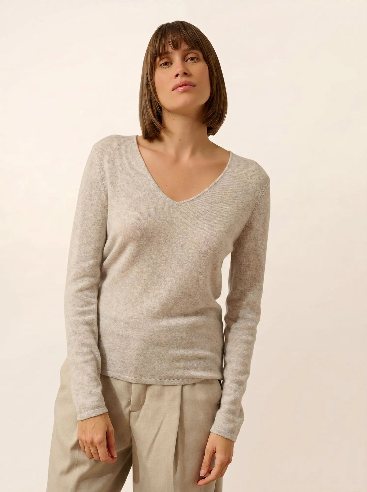 JOAN Pullover V-Ausschnitt Gletscher meliert