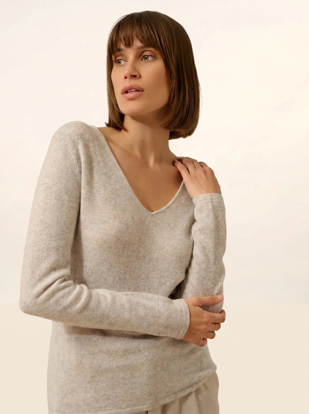 JOAN Pullover V-Ausschnitt Gletscher meliert