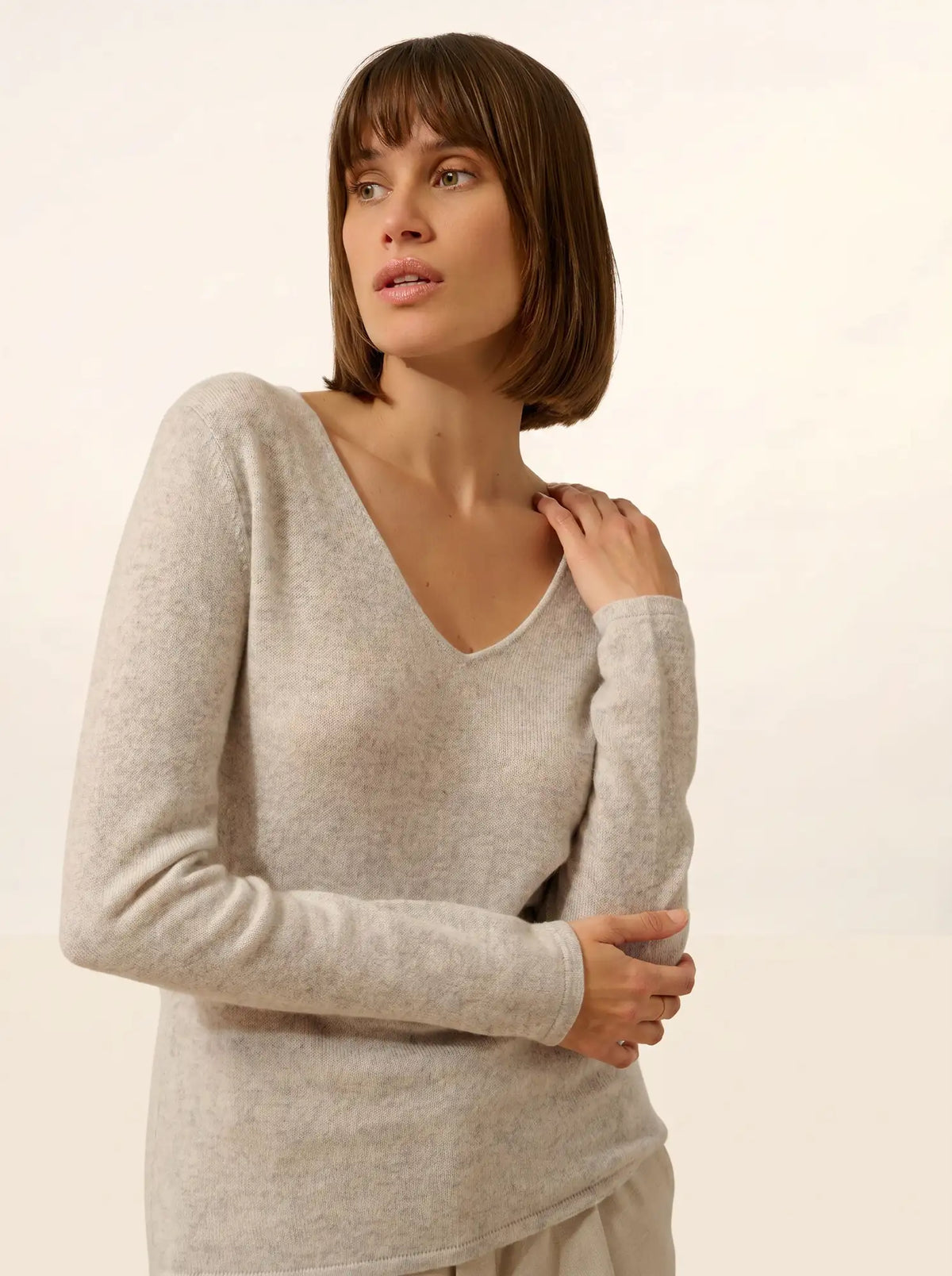 JOAN Pullover V-Ausschnitt Gletscher meliert