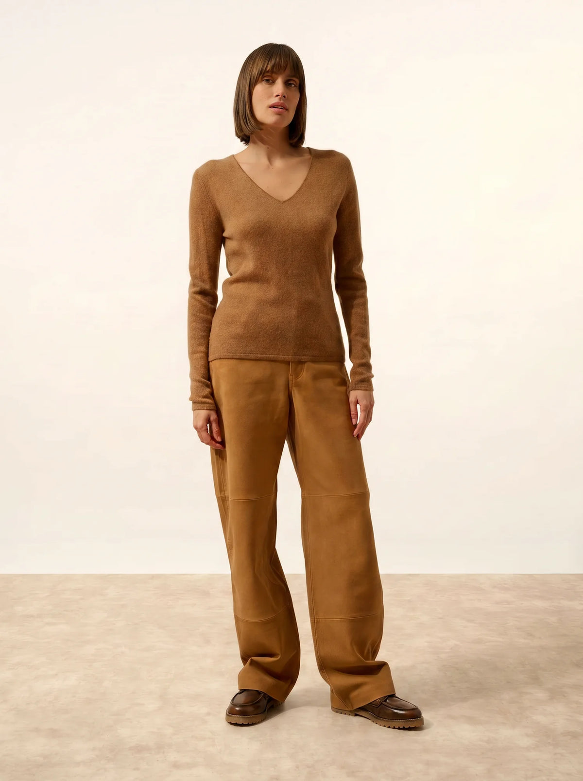 JOAN Pull Col V Noisette