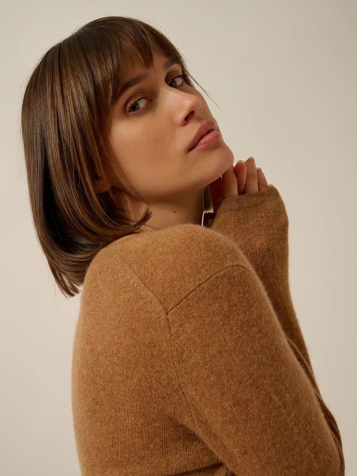JOAN Pull Col V Noisette