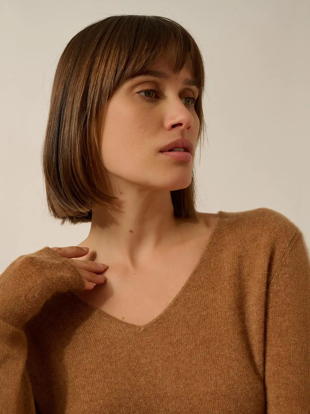 JOAN Pull Col V Noisette