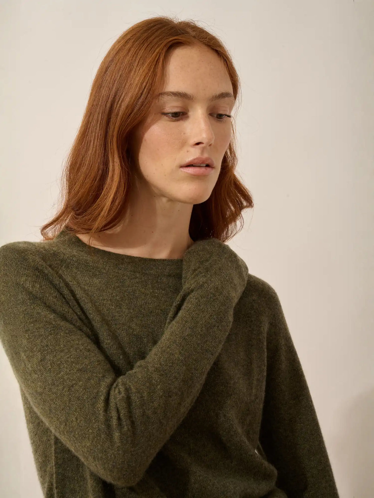 JANE Pull Col Rond Army Chiné
