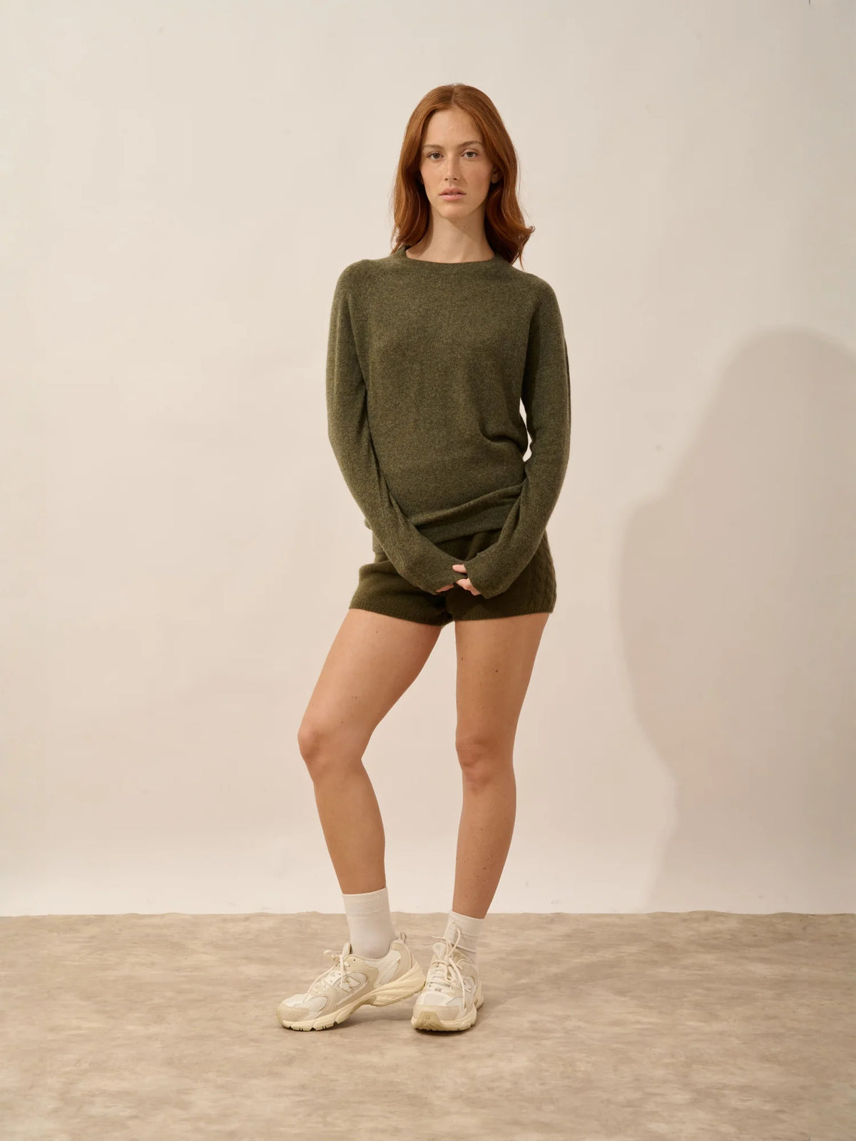 JANE Pull Col Rond Army Chiné