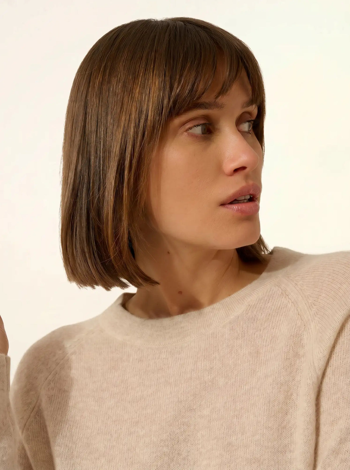 JANE Pullover Rundhalsausschnitt Beige meliert