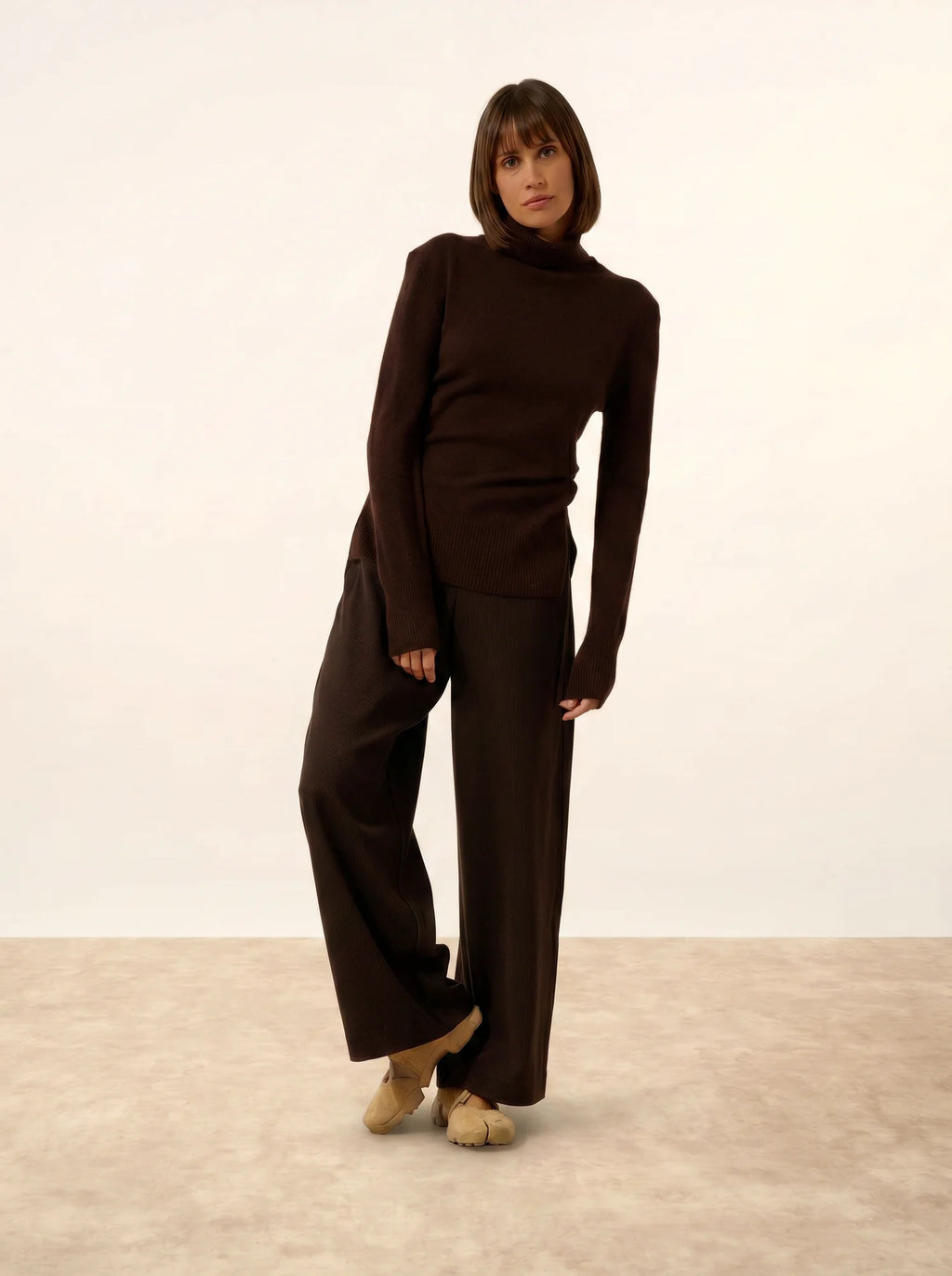 LEXIE Pull Col Roulé Choco