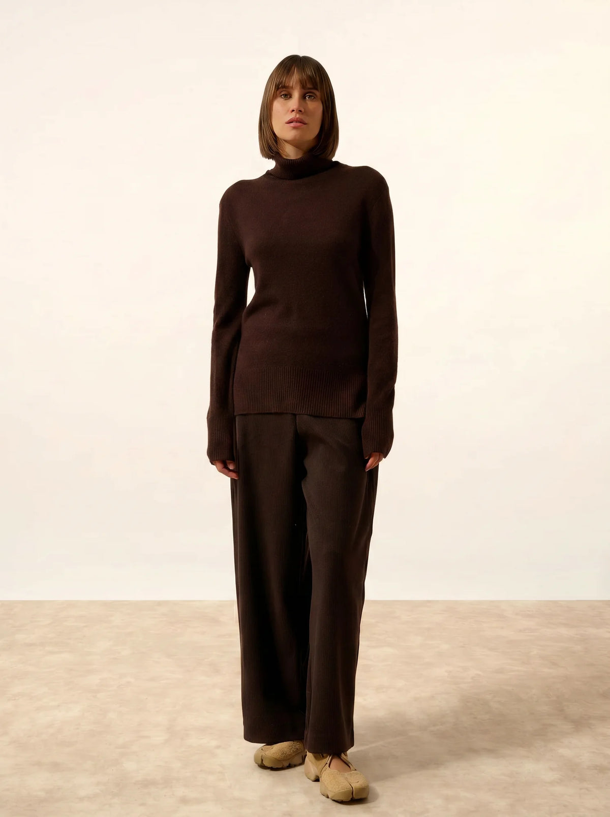 LEXIE Pull Col Roulé Choco