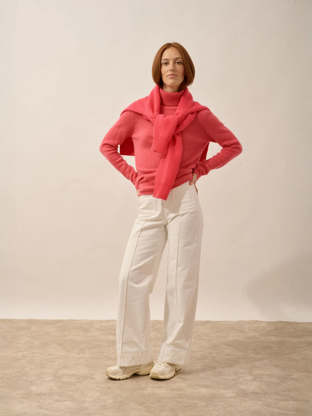 MATT Pullover Rollkragen 4-fädig Erdbeerrot