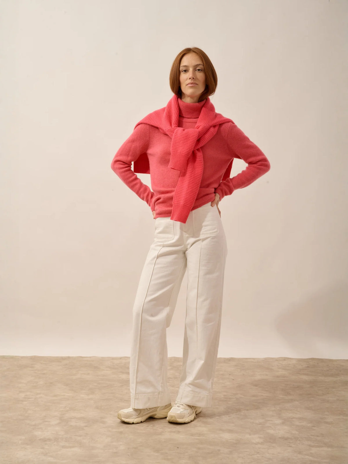 MATT Pullover Rollkragen 4-fädig Erdbeerrot