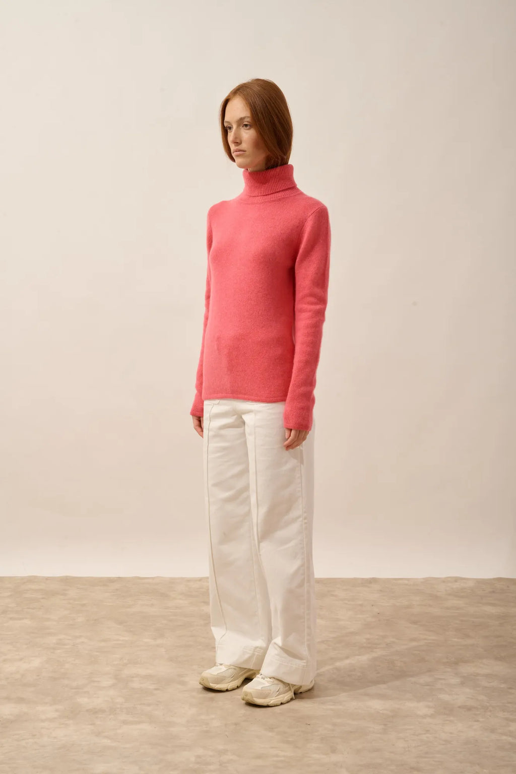MATT Pullover Rollkragen 4-fädig Erdbeerrot