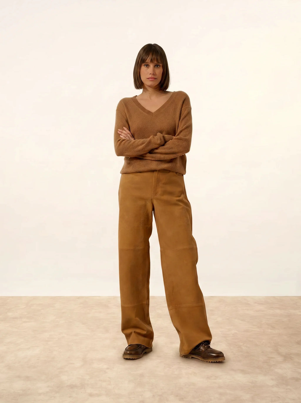 NORA Pull Col V Noisette