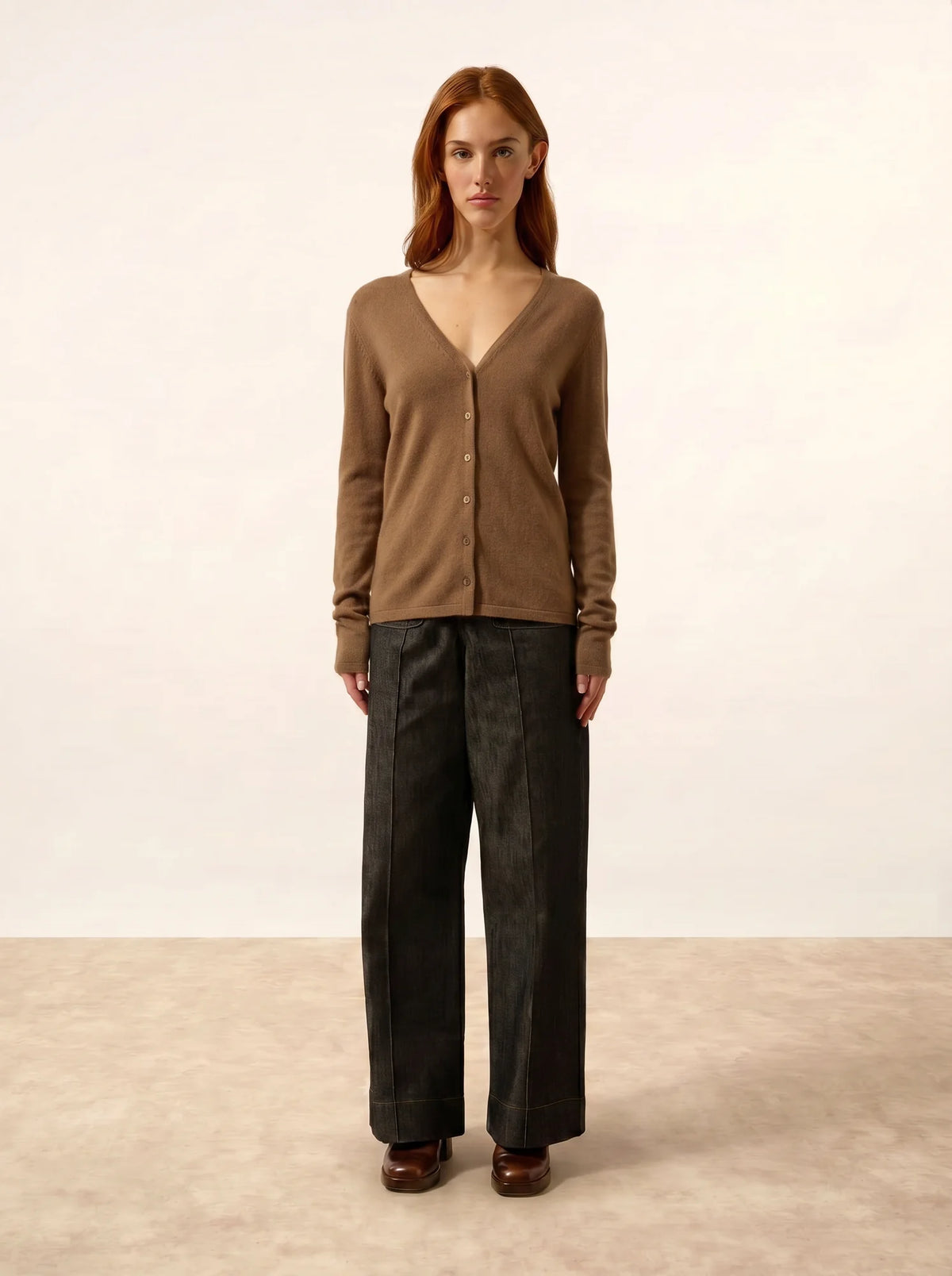 NORMA Cardigan Col V Noisette