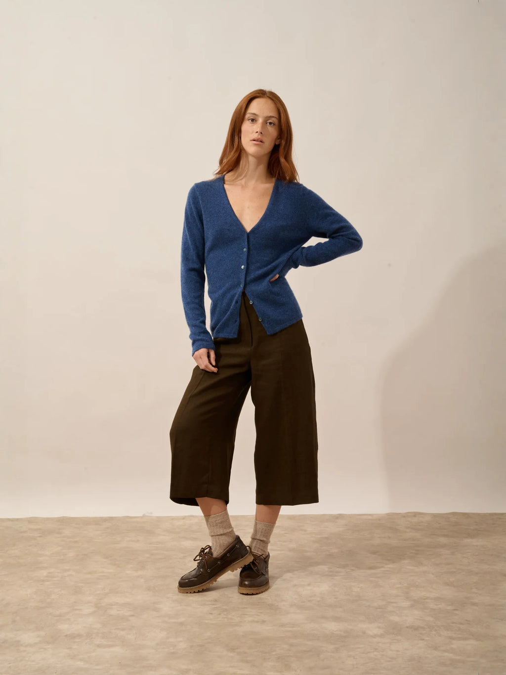 NORMA Strickjacke V-Ausschnitt Ozeanblau meliert