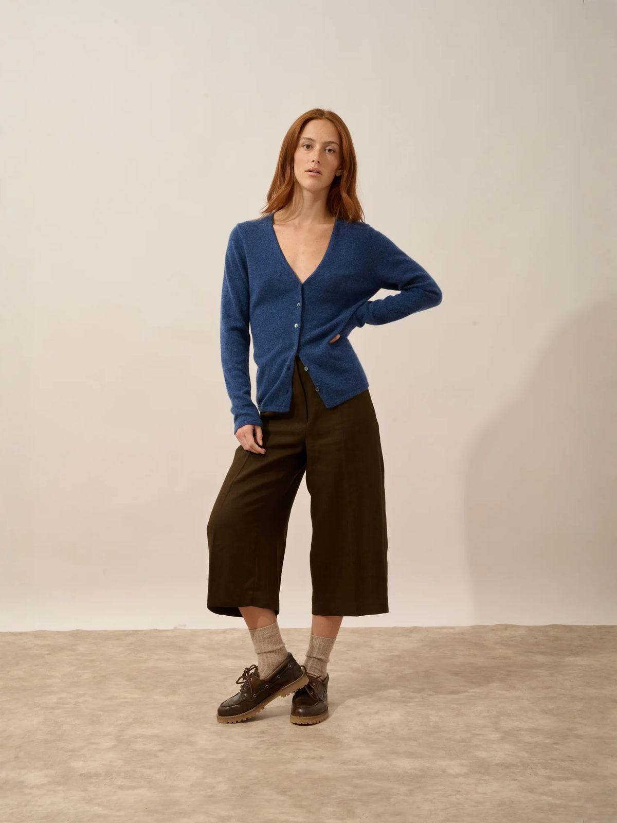 NORMA Strickjacke V-Ausschnitt Ozeanblau meliert