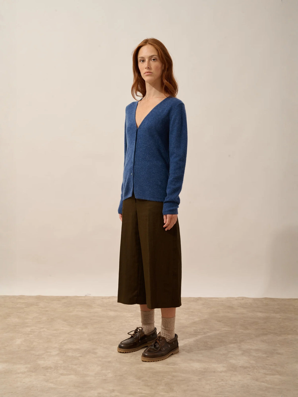 NORMA Strickjacke V-Ausschnitt Ozeanblau meliert