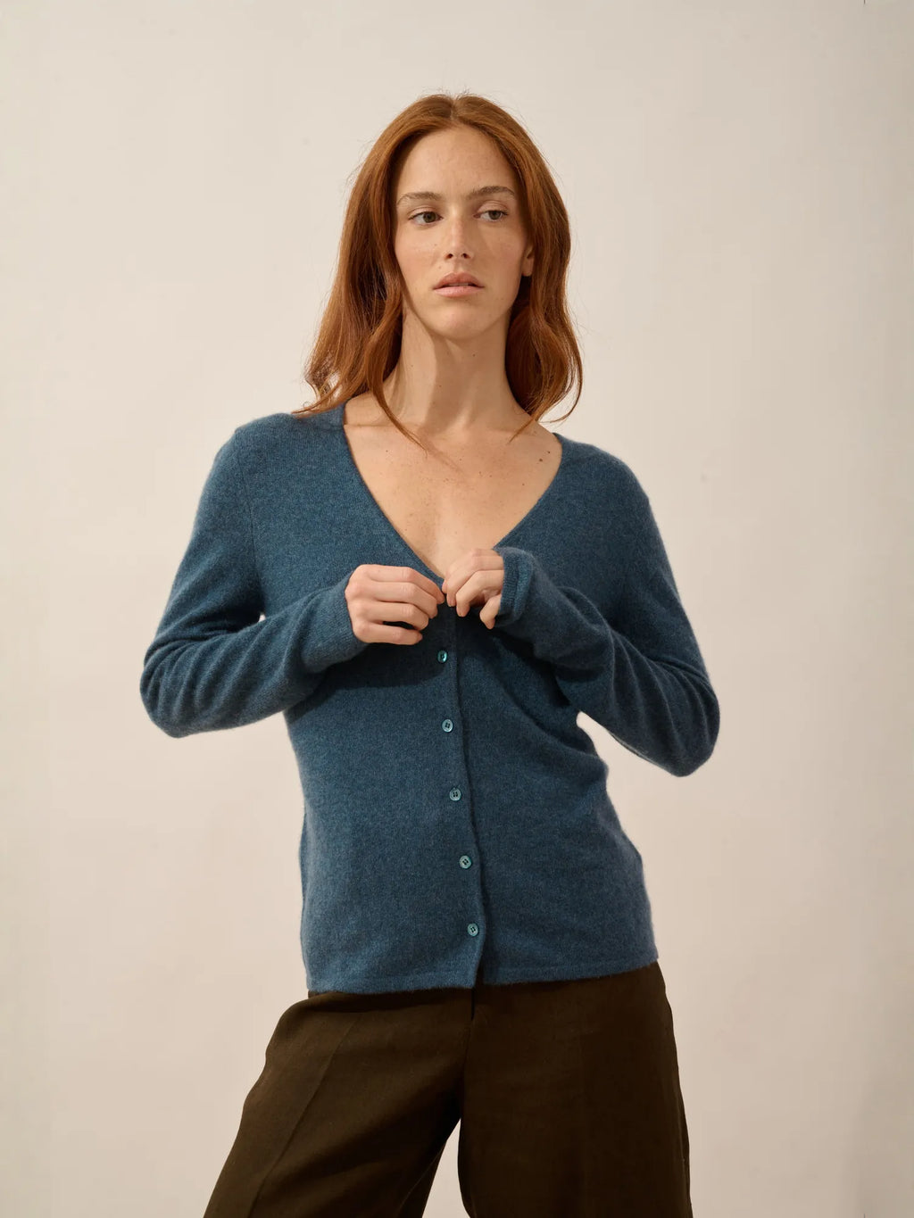 NORMA Cardigan V-Neck Heather Teal Green