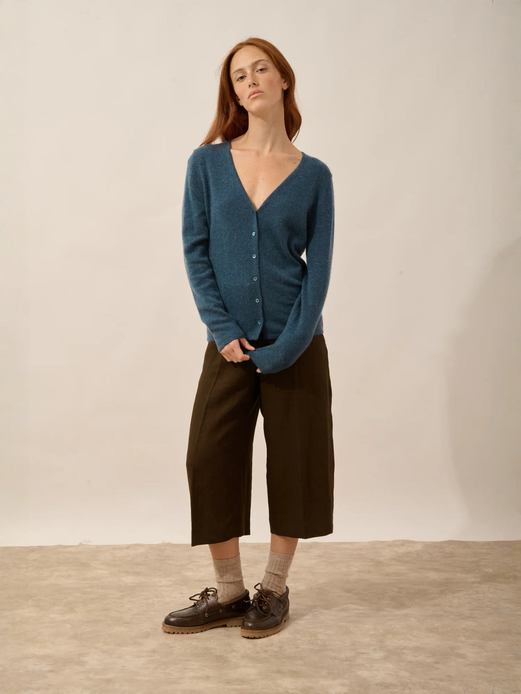 NORMA Cardigan V-Neck Heather Teal Green