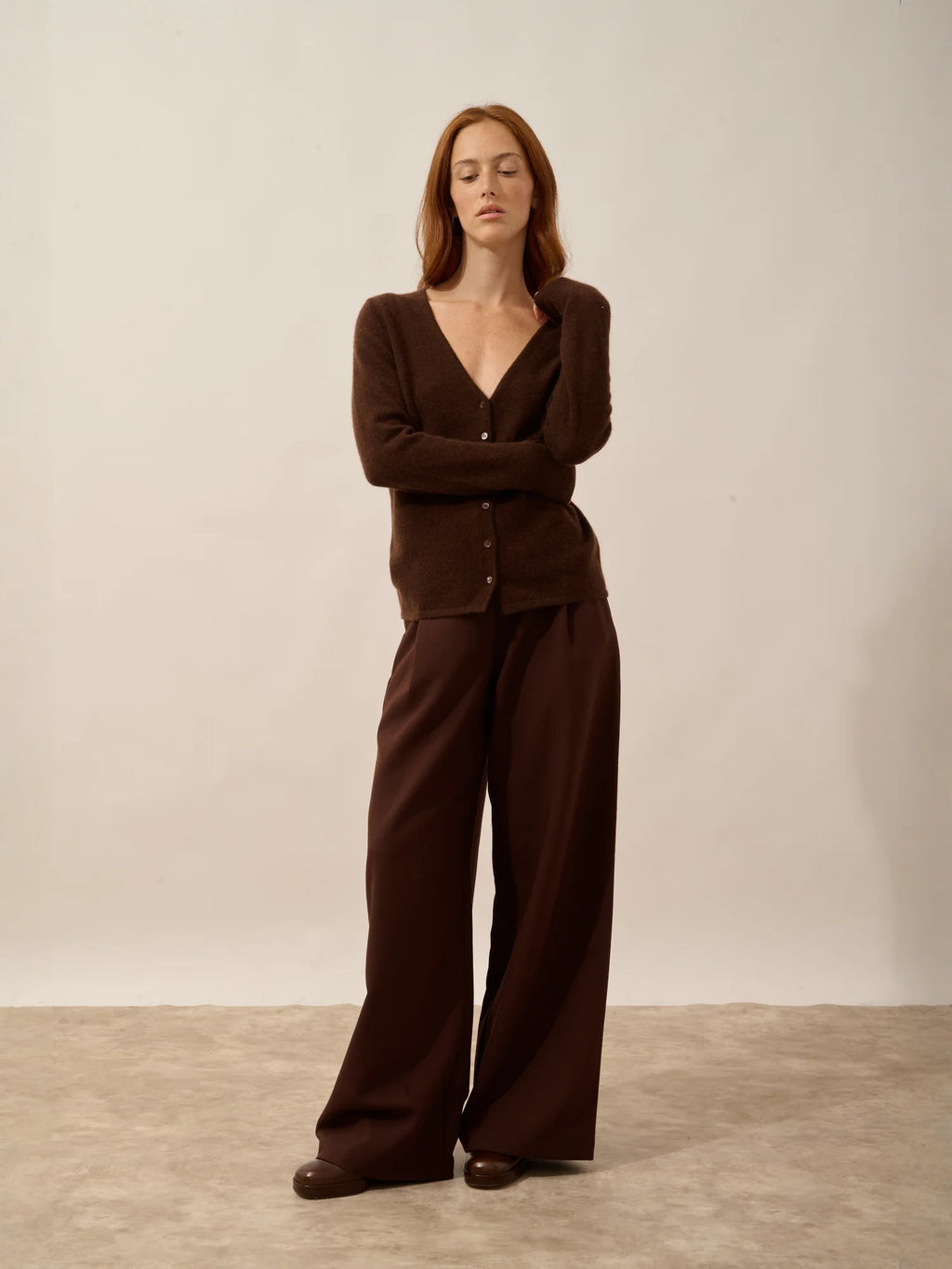 NORMA Cardigan Col V Café