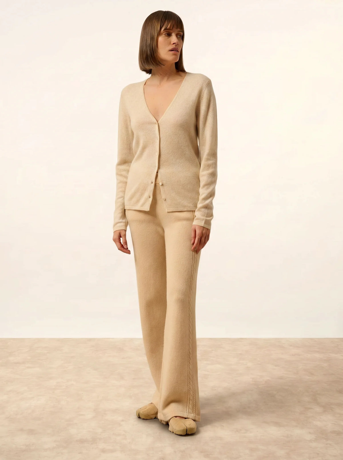 NORMA Cardigan Col V Avoine