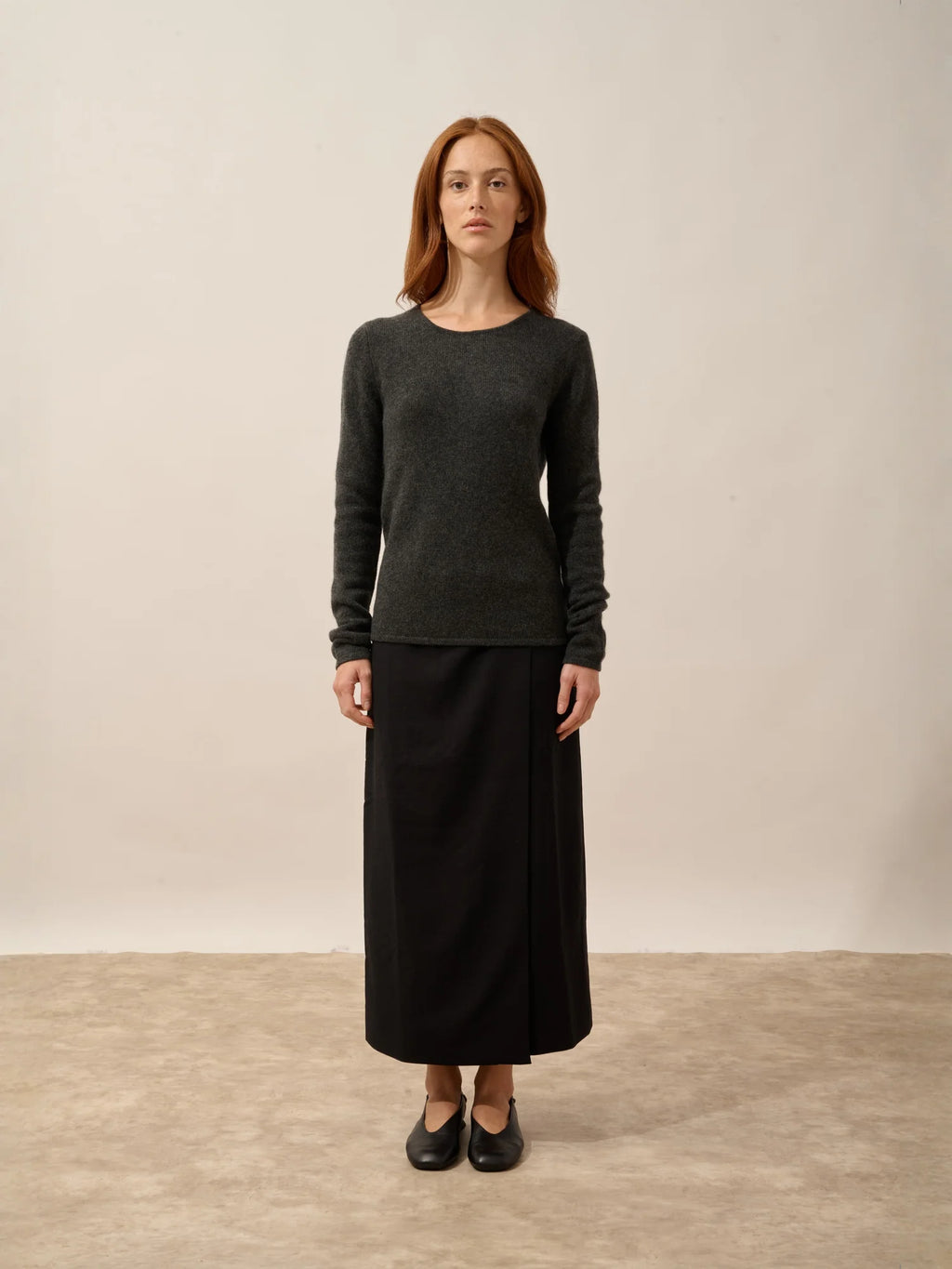 JOYCE Pull Col Rond 4 Fils Carbone Chiné
