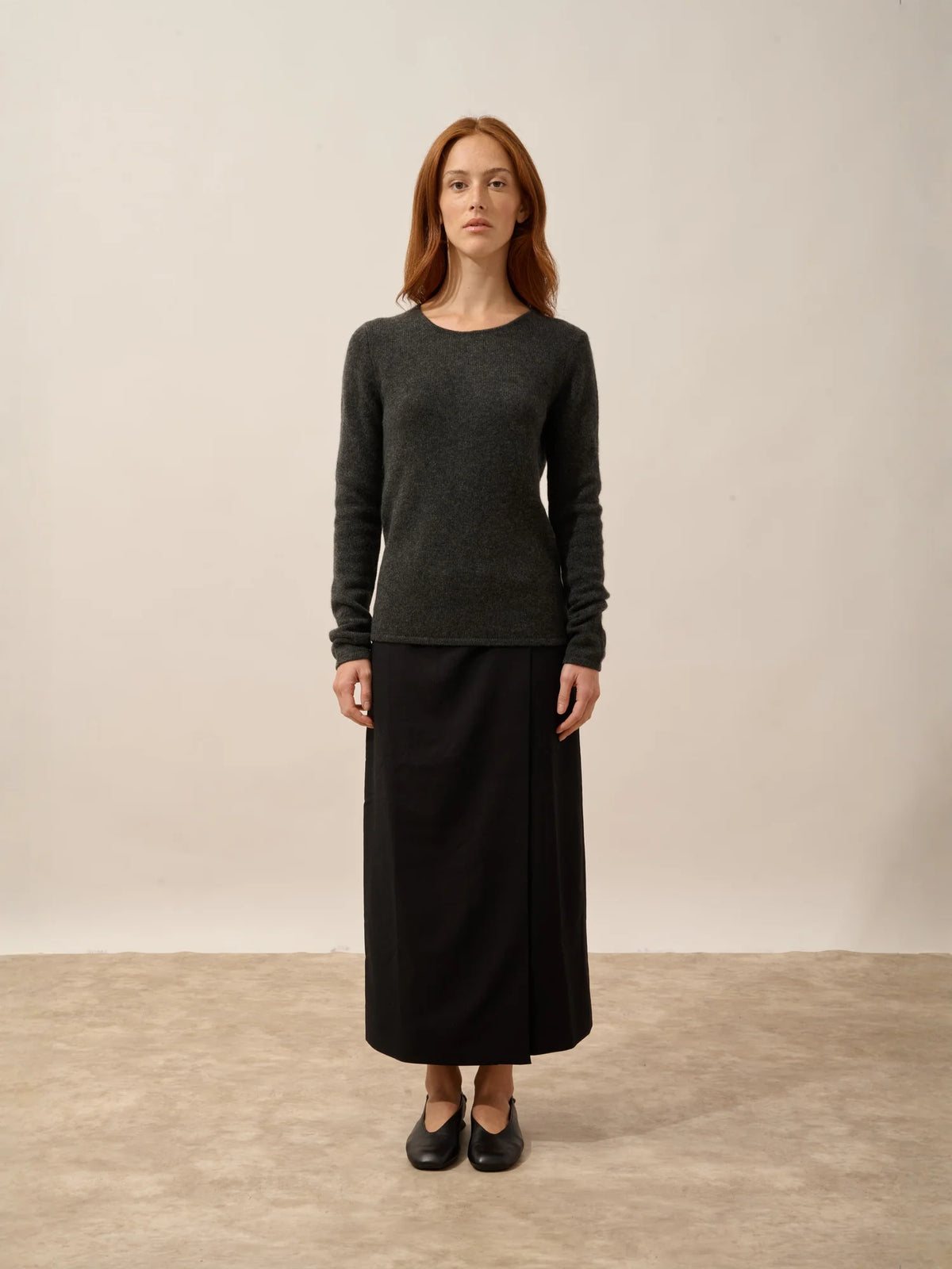 JOYCE Pull Col Rond 4 Fils Carbone Chiné