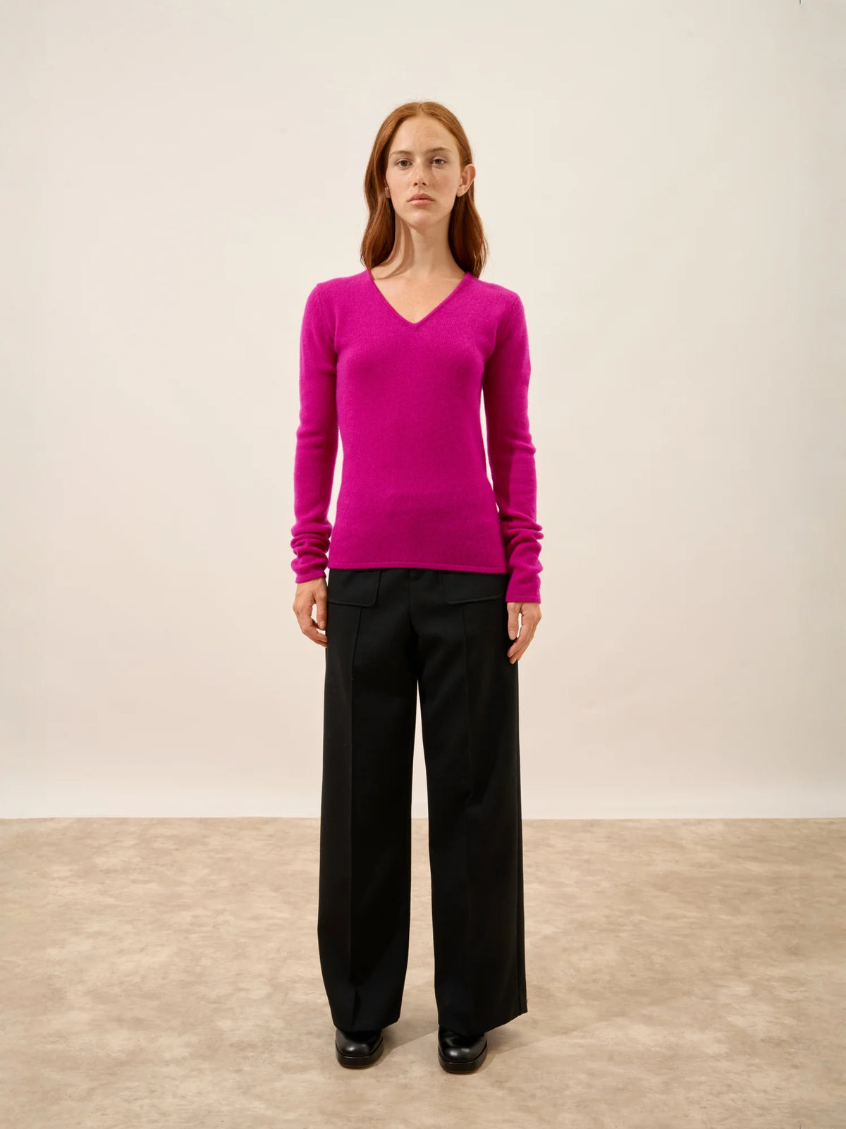 ABBY Pull Col V 4 Fils Violine