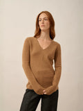 ABBY Pull Col V 4 Fils Noisette